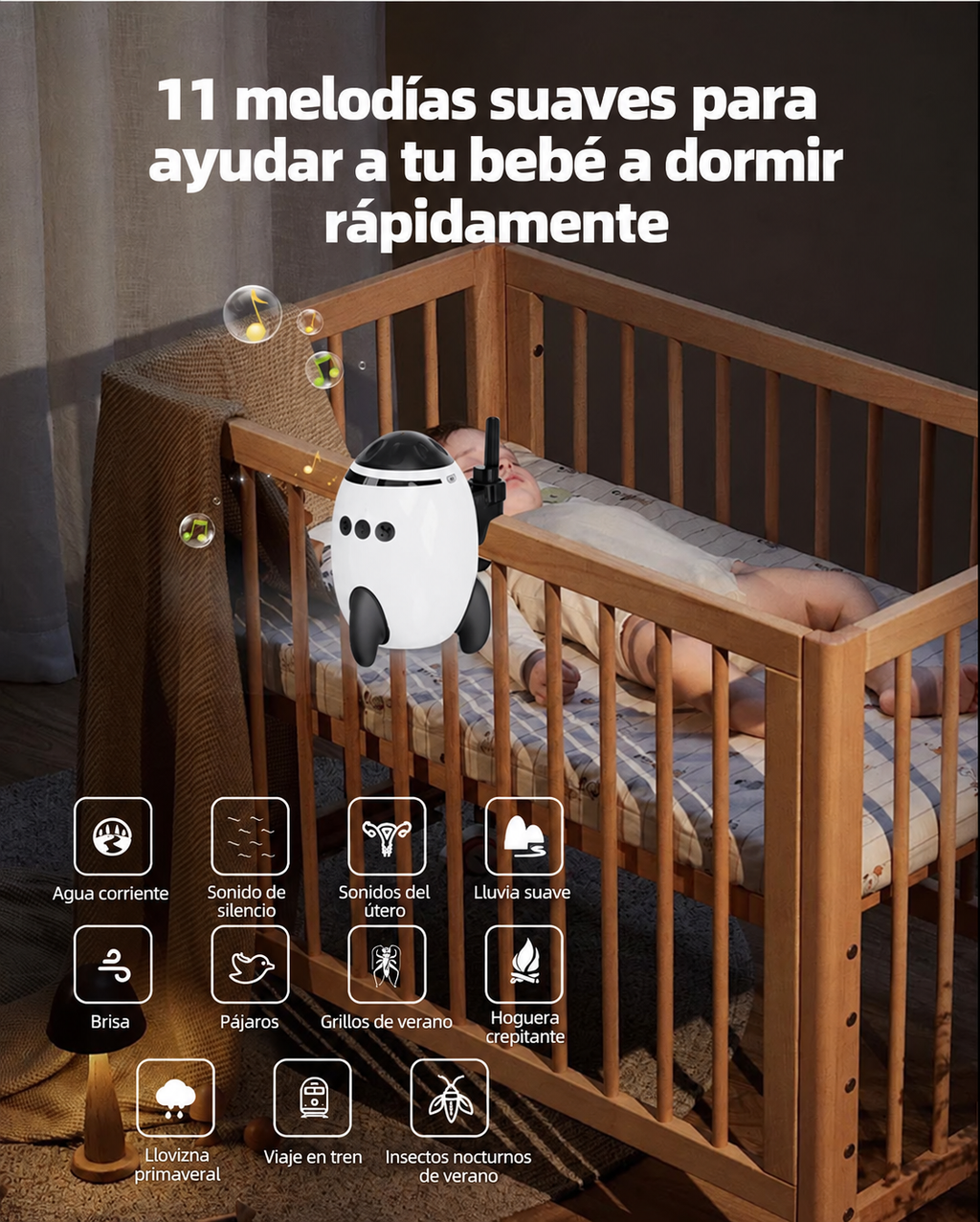 CalmaBebé™ - Dispositivo Calmante para Carrito con Vibración y Ruido Blanco