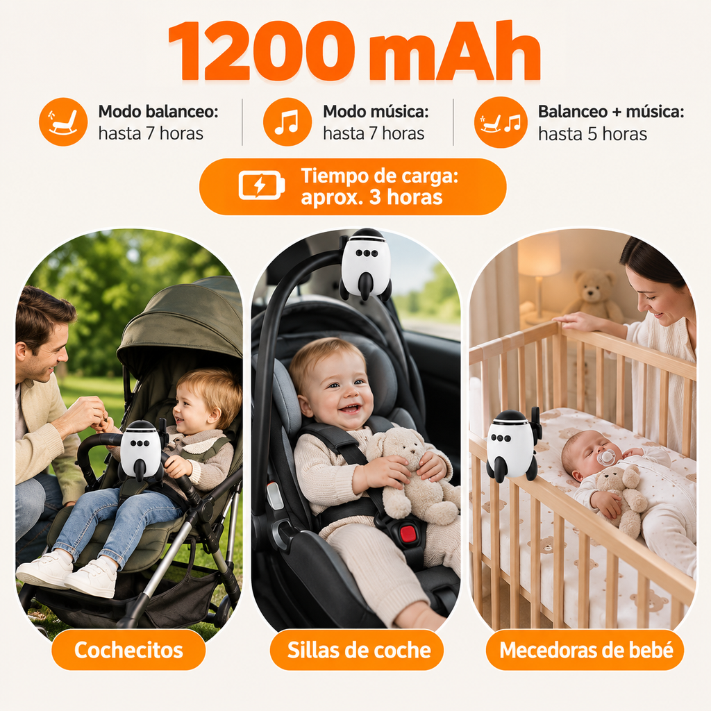CalmaBebé™ - Dispositivo Calmante para Carrito con Vibración y Ruido Blanco