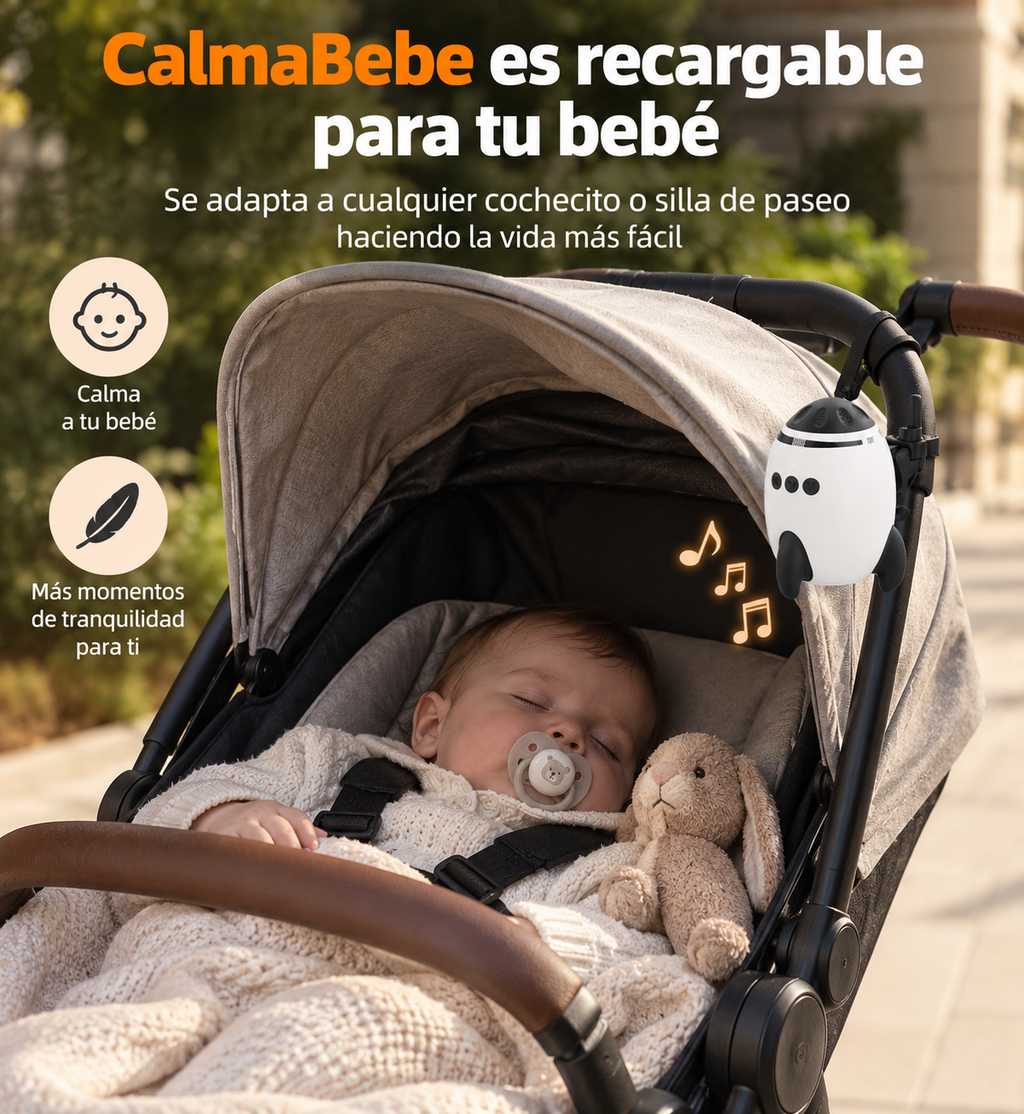 CalmaBebé™ - Dispositivo Calmante para Carrito con Vibración y Ruido Blanco