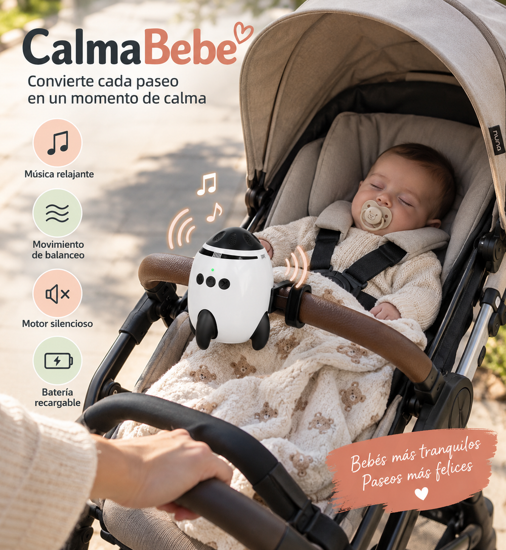 CalmaBebé™ - Dispositivo Calmante para Carrito con Vibración y Ruido Blanco