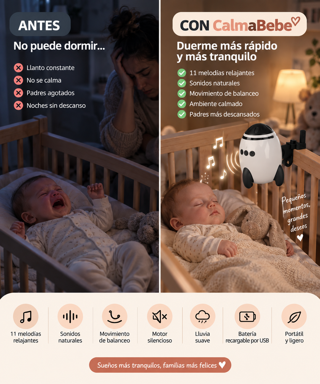CalmaBebé™ - Dispositivo Calmante para Carrito con Vibración y Ruido Blanco